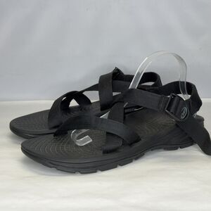 Chaco ZVolv Sandals Mens Sz‎ 12 Solid Black Adjustable Strap River Water Outdoor
